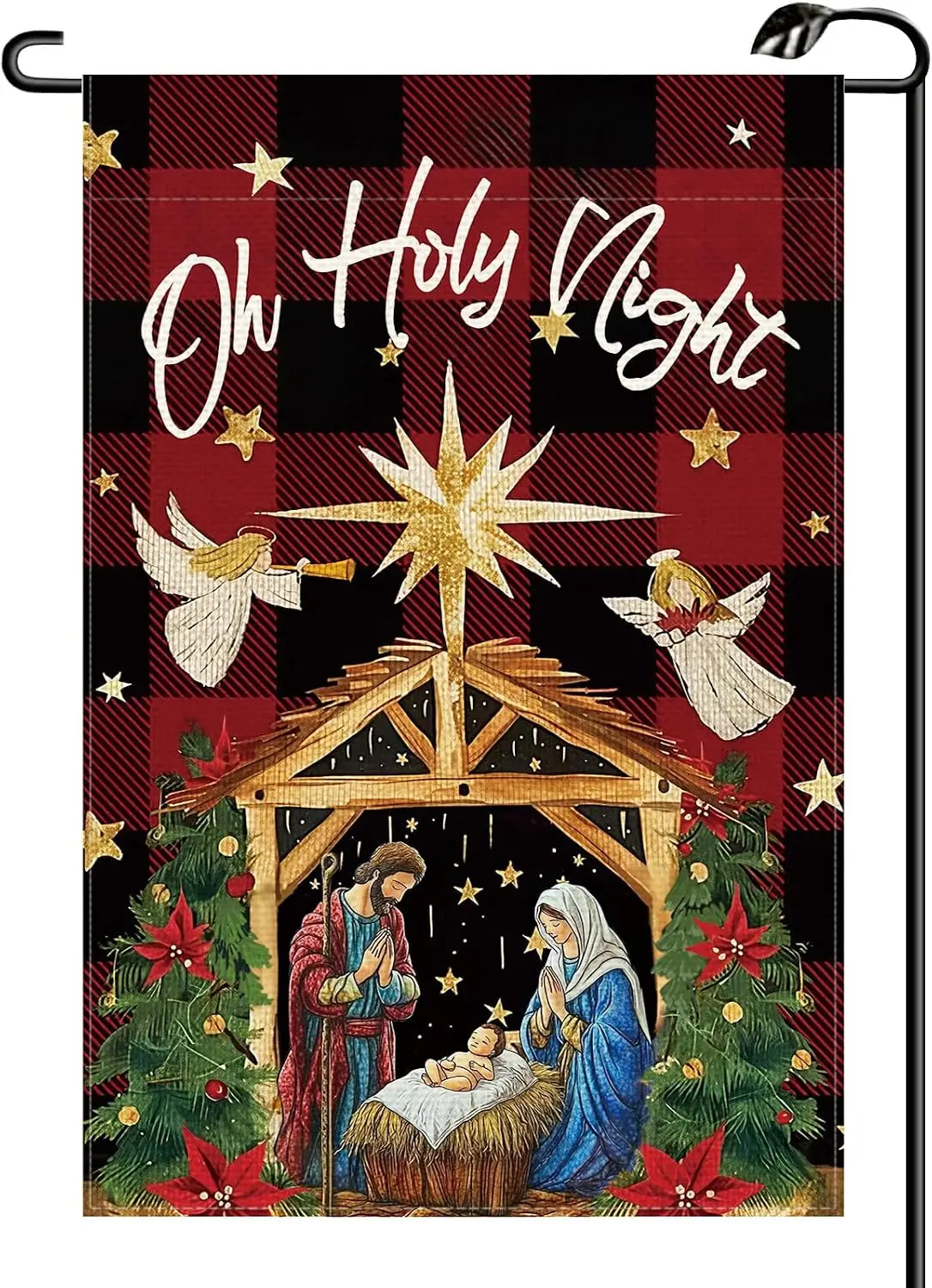 Christmas Birth of Jesus Garden Flag 12x18 Inch Vertical Double Sided Winter Xmas Nativity Oh Holy Night Small Flags Farmhou uui