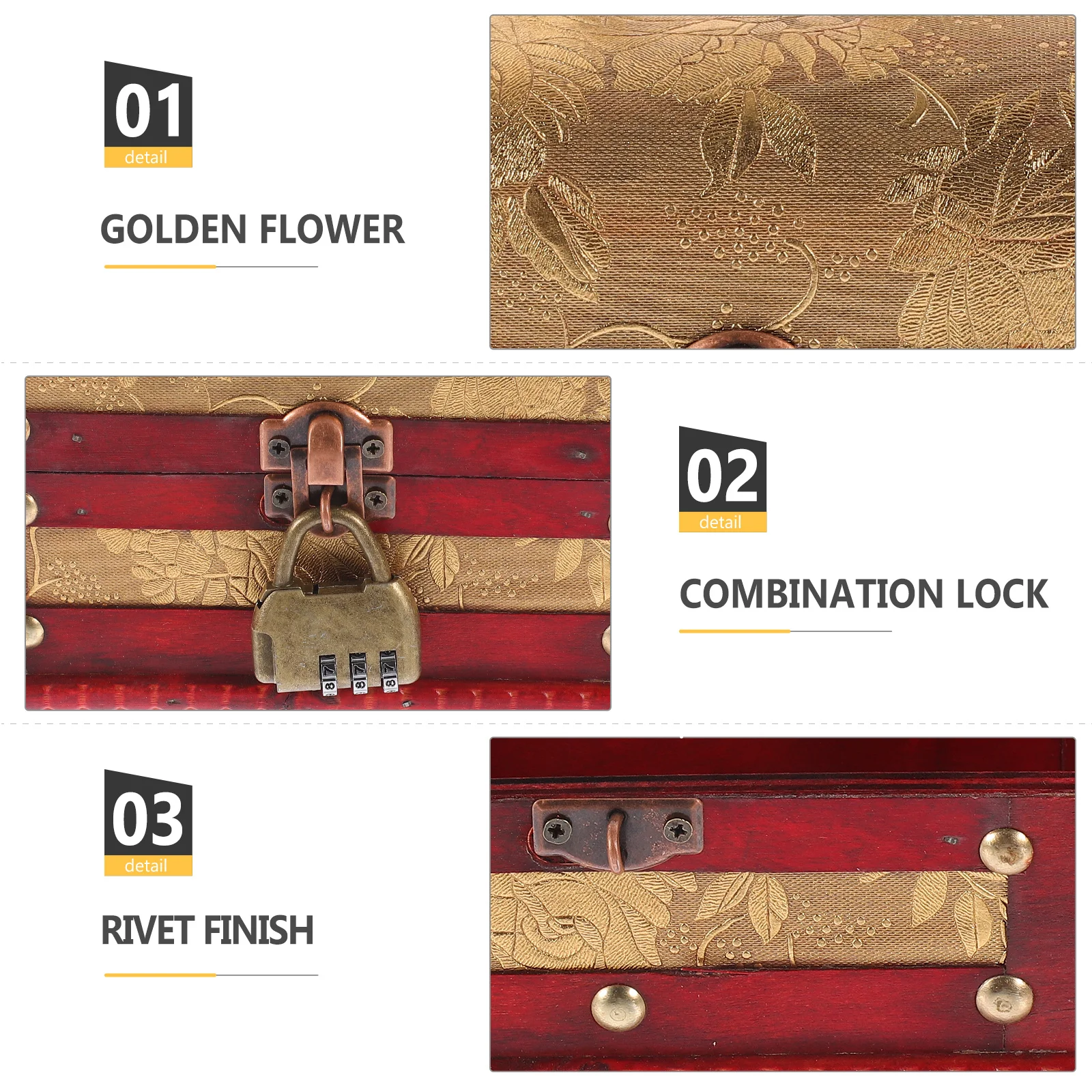 

Vintage Wooden Jewelry Box Retro Treasure Chest Storage Organizer for Earrings Rings Trinkets Home Decor Wooden Treasure Box