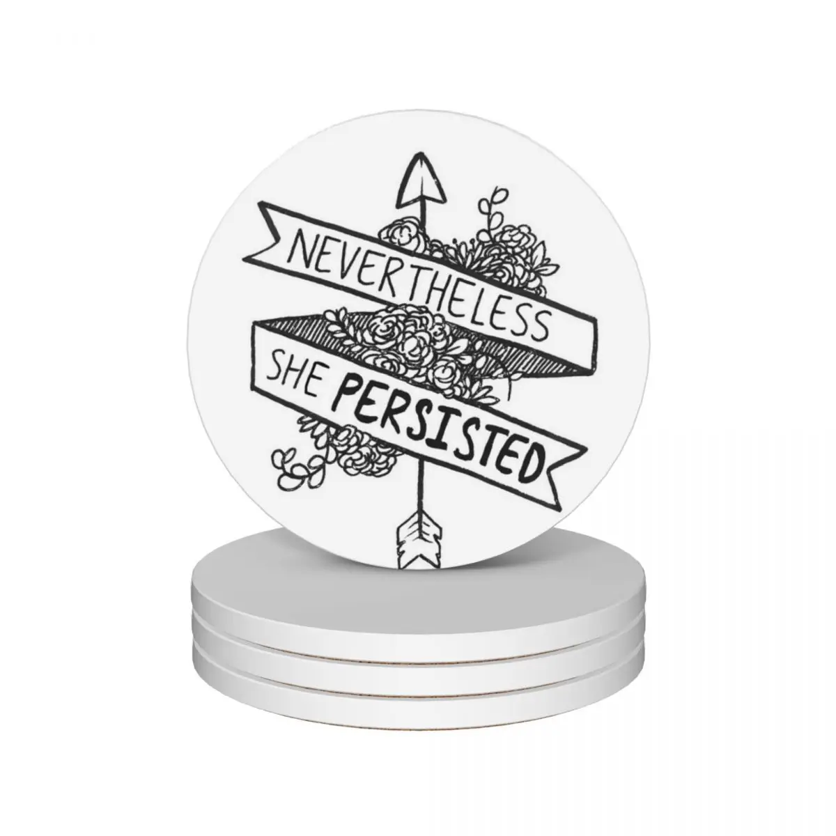 

Nevertheless She Persisted Ceramic Coasters (Set of 4) drink set for drinks aesthetic funny Coasters