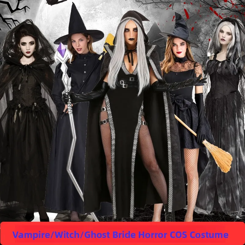 عباءة أزياء loween Bla White Angel Witch Ghost Bride Doctor Nurse للرجال والنساء من البوليستر للذقن التقليدية...