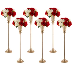 6Pcs Tall Metal Floor Vases with Candelabra Stands Table Centerpieces for Wedding Party Home Decor Tall Table Stand