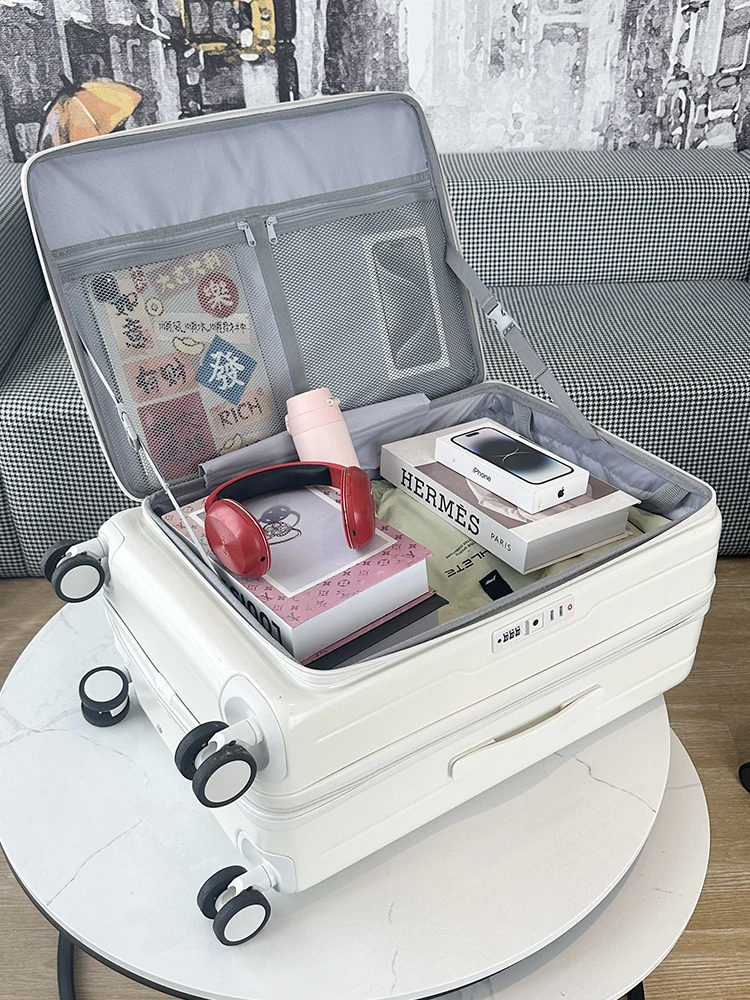 

2024 New Women's Front Opening Expandable Multi-Functional Pullman Suitcase Travel Password Box Men's Busin OL Sle
