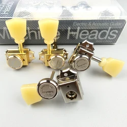 1 Set 3R3L Vintage Deluxe Locking Electric Guitar Machine Heads Tuners For LP SG Electric Guitar Nickel Silver Gold Tuning Pegs