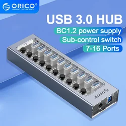 ORICO Usb Hub 5Gbps Usb 3.0 HUB with QC Fast Charger 7 Port Usb Extender Adapter for Computer Accessories ORICO Official Store