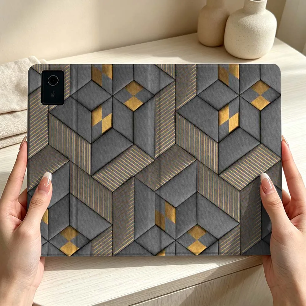 Geometric Gold Art Pattern Soft Pen Tray Tablet Case For Lenovo Xiaoxin Lenovo Tab Pad Pro Plus P12 P11 M10