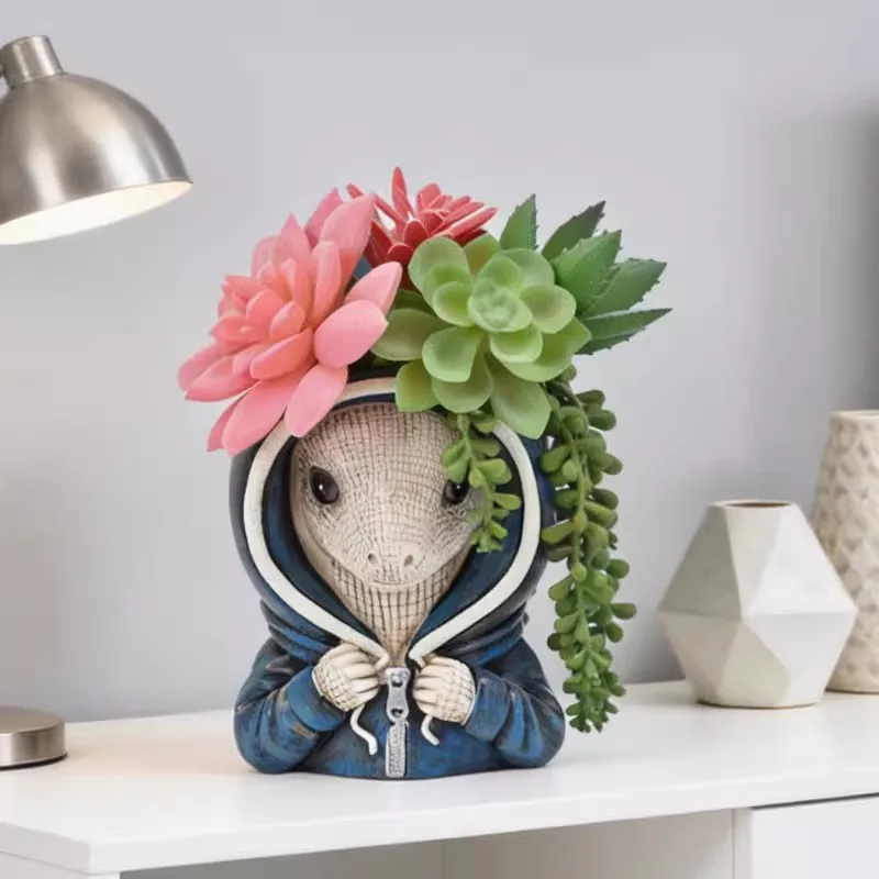 3D cartooNew Style Ceramic Animal Flower Pot Cartoon Zebra Sheep Cow Head Mini Pot Succulents Plants Bonsai Pots Home Decoration
