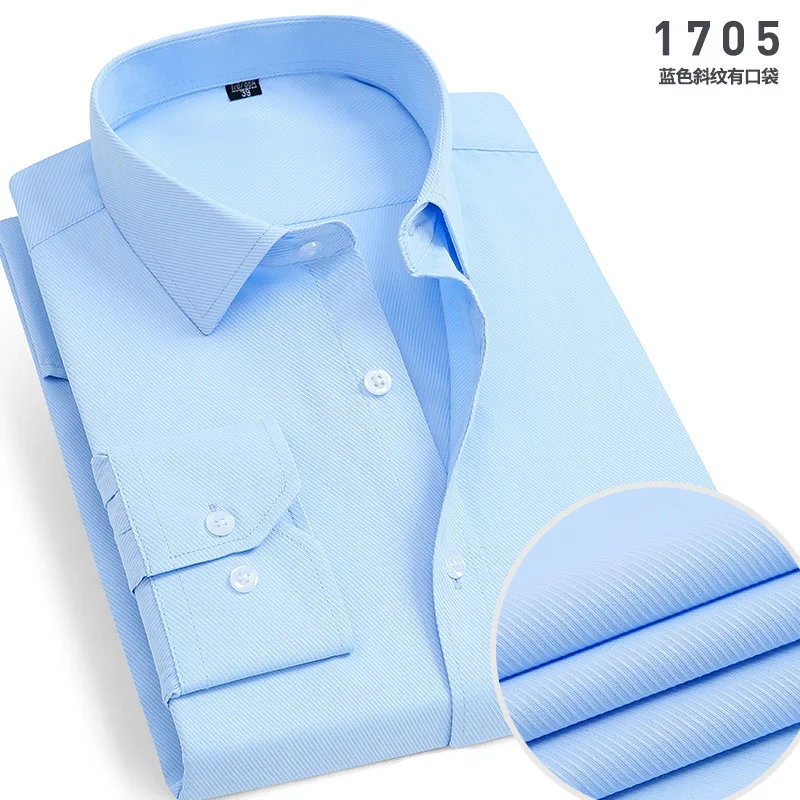 Herfst Nieuwe Mannen Gestreept Overhemd Effen Kleur Casual Lange Mouw Slim Fit Koreaanse Editie Zakelijke Formele Laydown Shirt