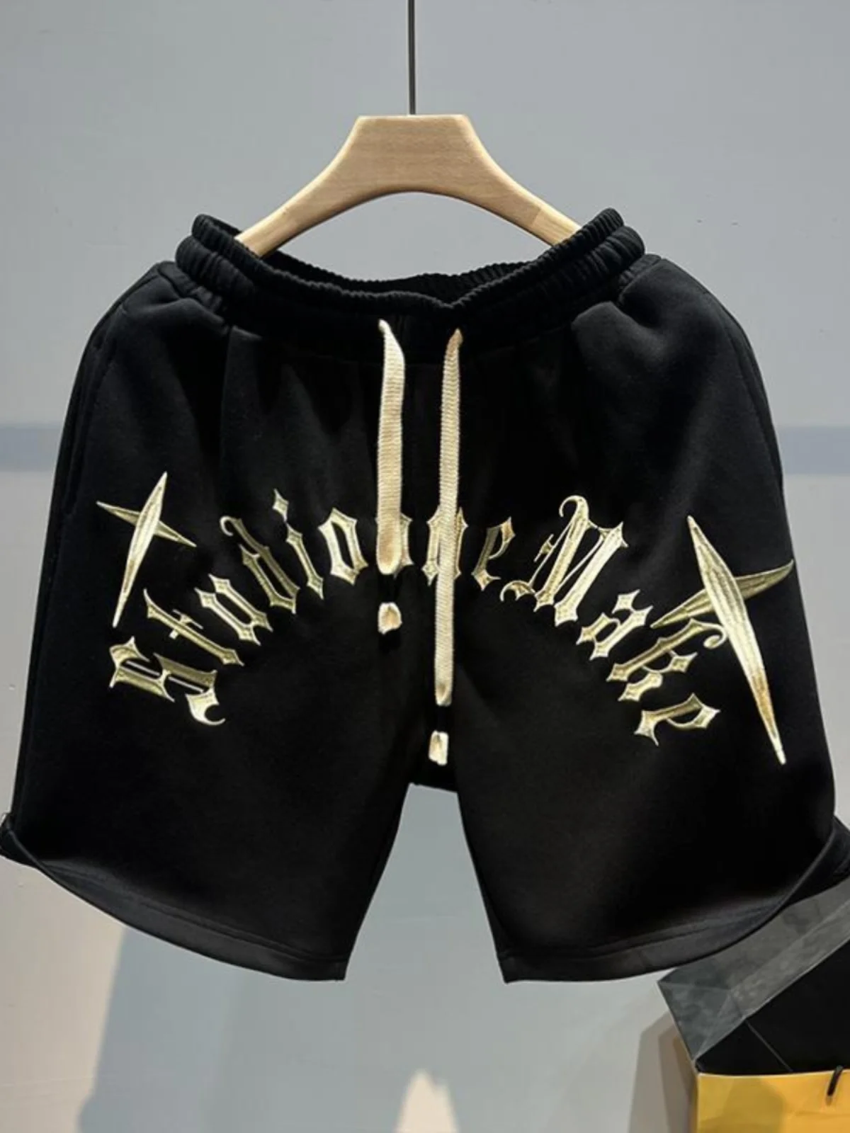 الصيف حجم كبير 300 Pou المطرزة الرياضة orts الرجال فضفاض الأمريكية شارع العليا Haome عادية خمسة أرباع السراويل #2