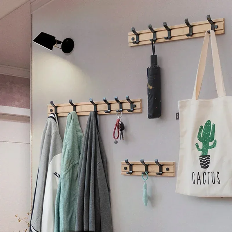 Creative Adjustable Bamboo Coat Rack Wall Mounted Bathroom Clothes Aluminium Alloy Hanging Hooks Home Storage Hook 2024 New