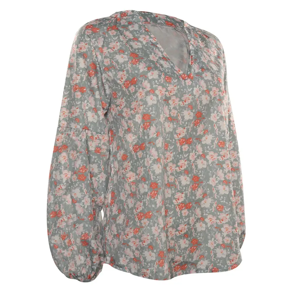 Chemise à manches longues et col en V à imprimé floral bohème pour femmes, chemisiers adt décontractés, costume de cosplay en Y, Halloween, carnaval, fête trempée