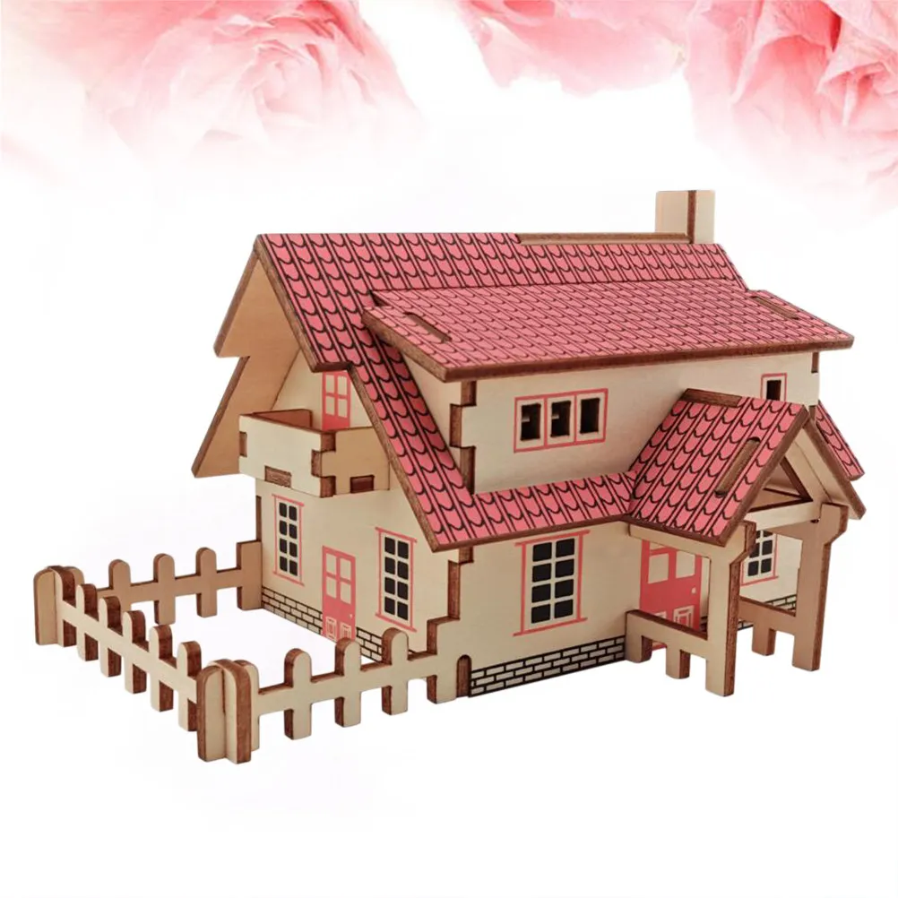 

1Pcs 3D Wooden House Puzzle DIY Educational Assembly Kit for Kids Adults Teaser Home Office Desk Decoration