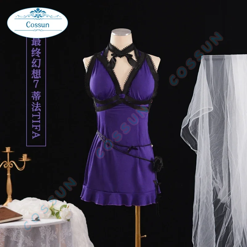 

FF7 Tifa Cosplay Costumes Purple Dresses Game Final Fantasy Role Play Uniform Female Halloween Carnival Party Dressing