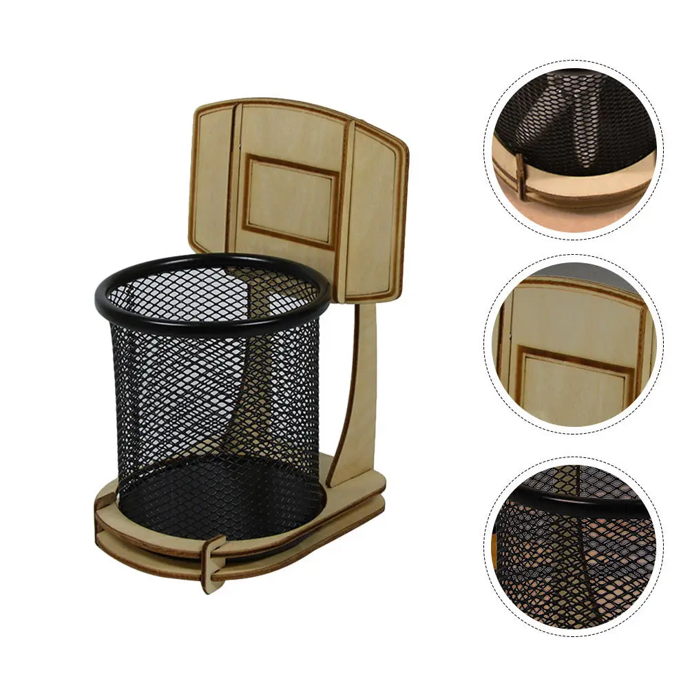 

Basketball Stand Pen Holder Metal Mesh Pencil Holder Round Base Padded Office Desk Organizer Multi Desk Pen Holders