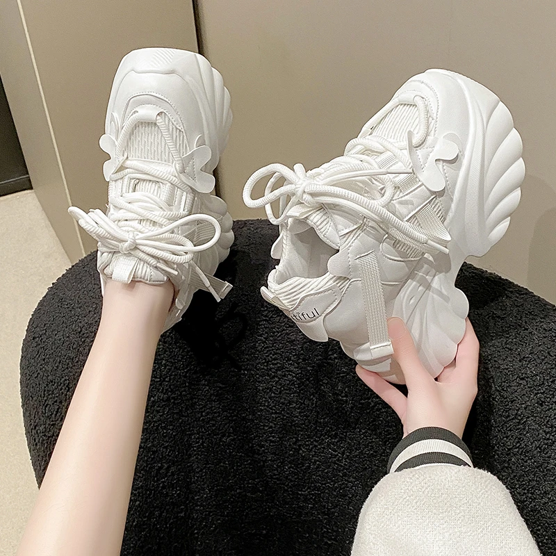 Zapatillas de deporte informales con plataforma de 11CM para Mujer, Zapatos deportivos de tacón alto para primavera y verano, zapatillas deportivas transpirables para papá, zapatillas gruesas para Mujer