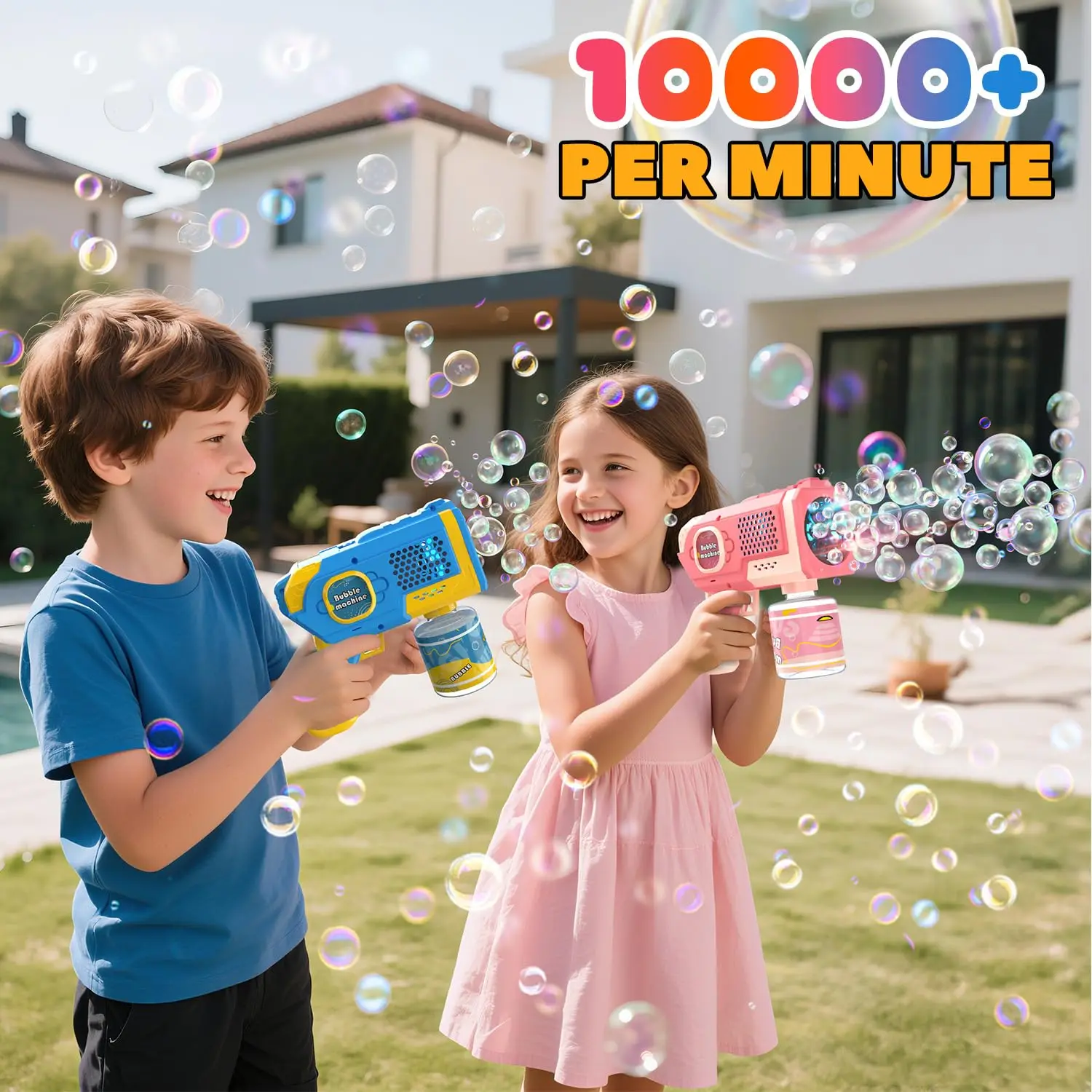 Electric Bubble Gun Kids Automatic Bubble Blaster with LED Light Outdoor Party Toy, Bubble Solution & Battery NOT Included