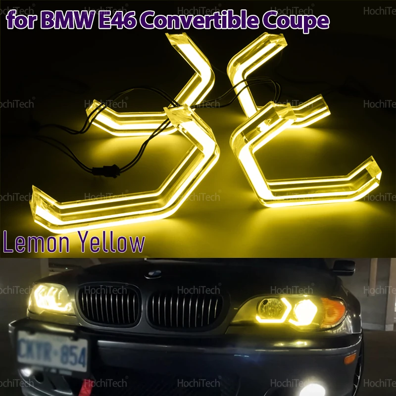 

M4 Style LED Angel Eyes Kit Ring Lemon Yellow Colors Headlight Lamp DRL for BMW E46 325ci 330ci Convertible Coupe 2004 2005 2006