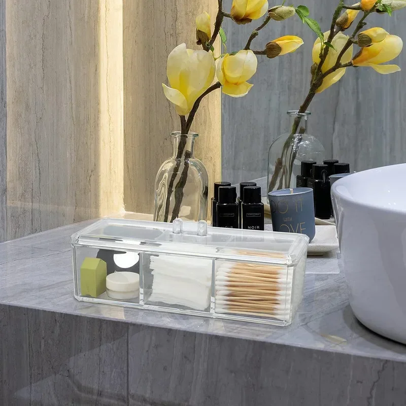 

Transparent Acrylic Multi-Grid Storage Container, All-Purpose Organizer for Cosmetics, Cotton Swabs & Jewelry