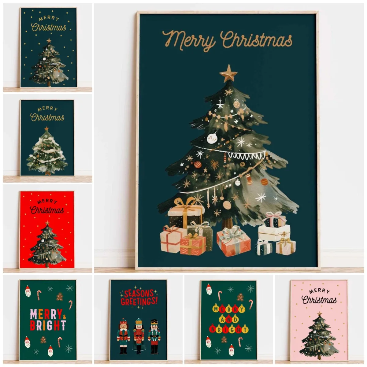 Simple Christmas Tree Print | Merry Christmas Wall Art Neutral Christmas Poster Kitchen Wall Art for Home Decor Holiday Gift