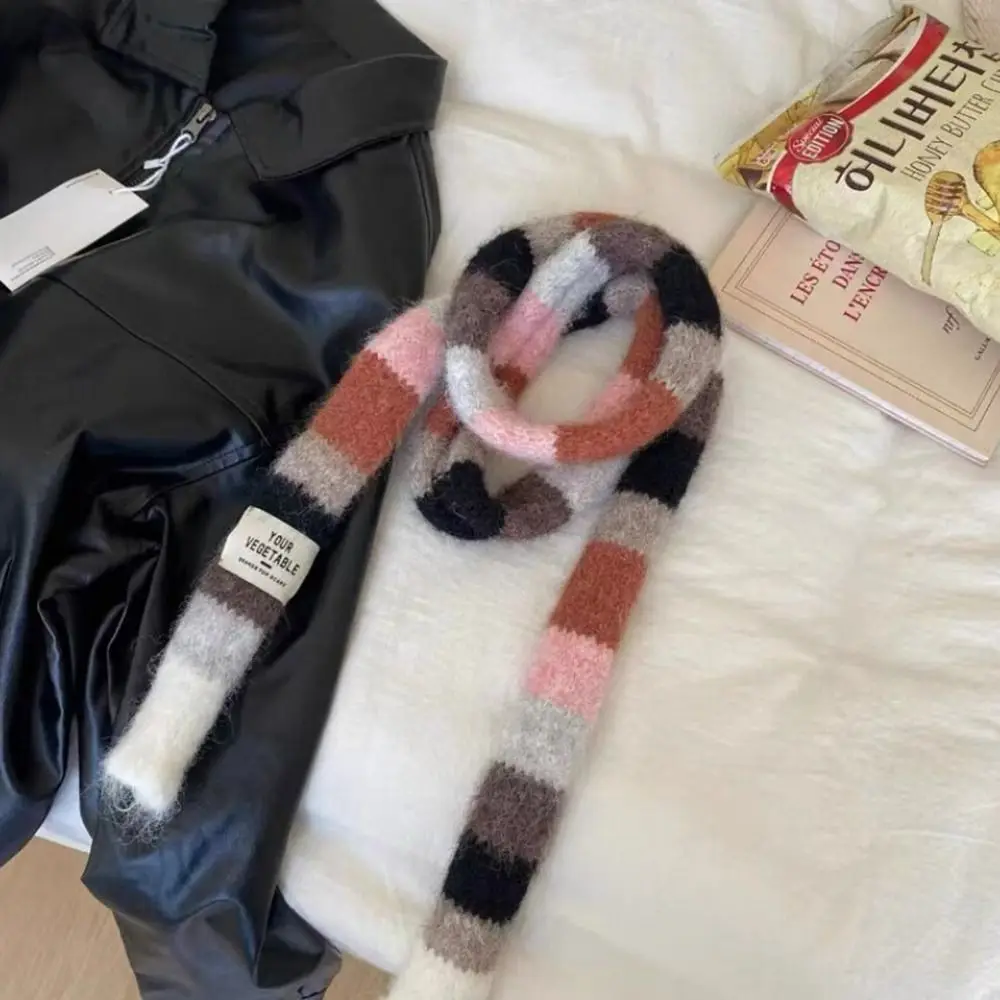 

Harajuku Style Y2K Striped Scarf Rainbow Color Collocation Clothing Accessories Long Narrow Scarves Sweet Cool Scarf Accessories