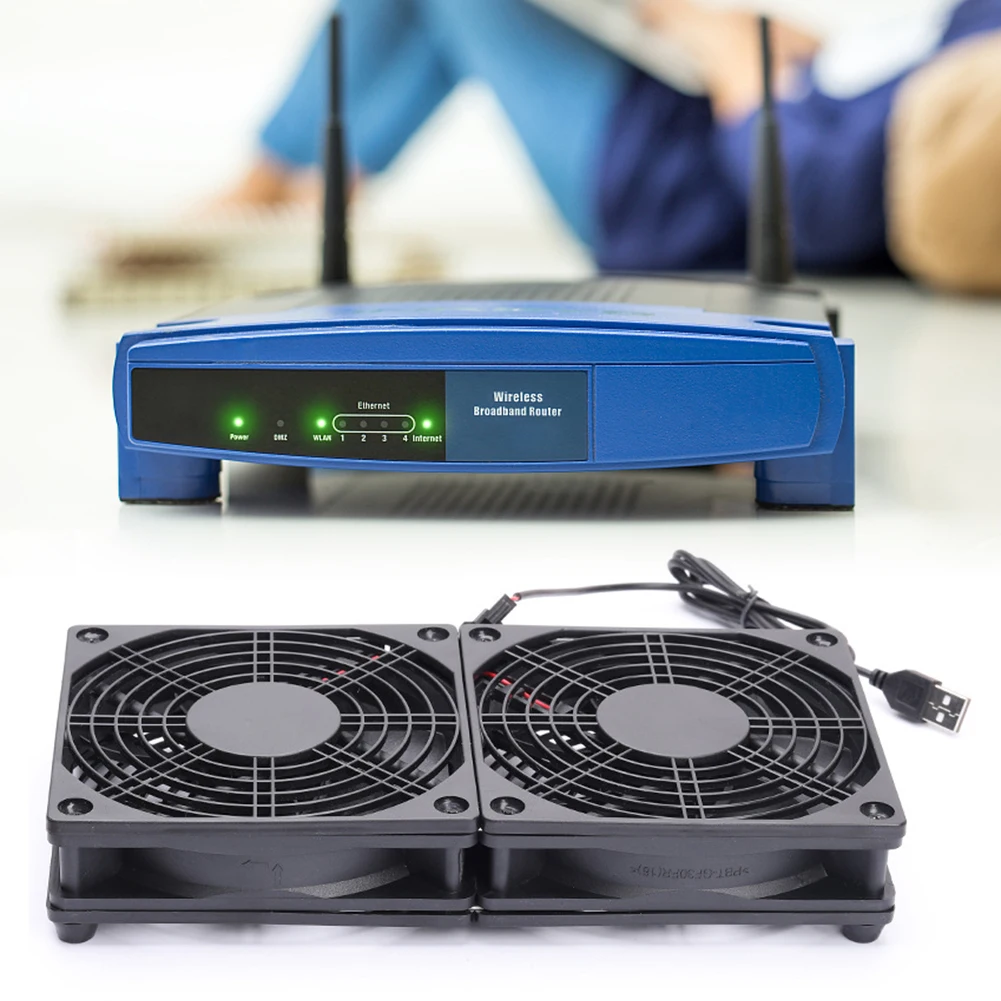 5V USB 120mm Dual Cooling Fan  DIYComputer Case Chassis Wireless TV Box Fan Set-top Box Silent Mute Radiator Cooler Laptop Fan