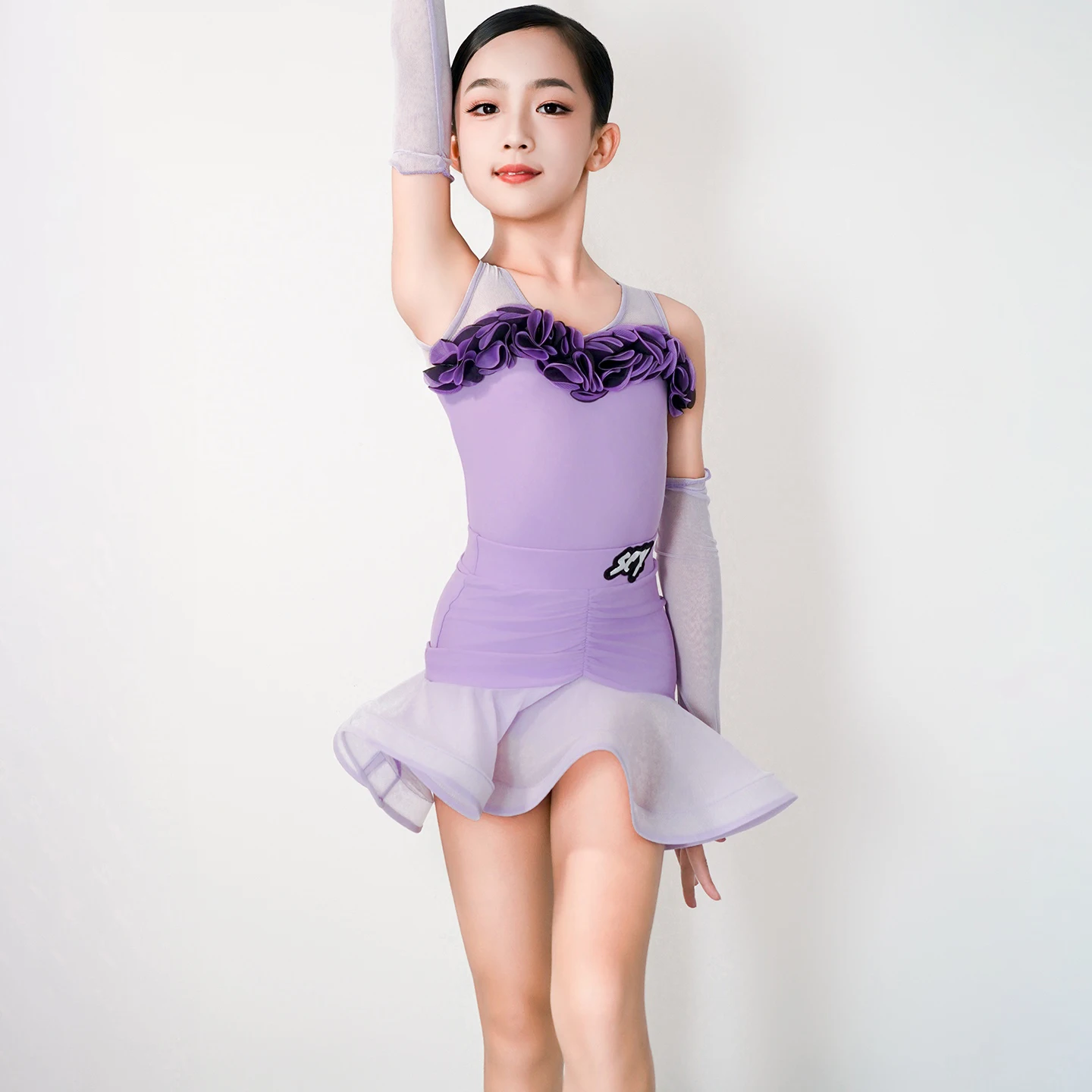 Sukienka na zawody tańca latynoamerykańskiego dla dziewcząt bez rękawów, profesjonalne ubranie taneczne dla dzieci, fioletowo-czerwona sukienka do tańca latynoamerykańskiego XS10238