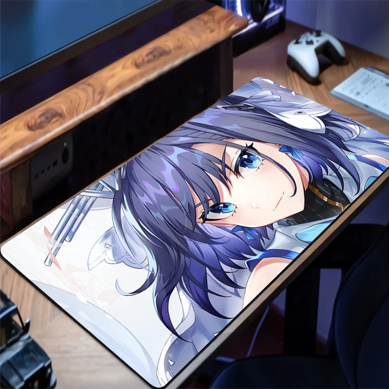 Mousepad Large Hololive Ouro Kronii Gaming Keyboard Gamer Mouse Pad on The Table Desk Mat coaster PC carpet HD Anime Mouse Mats
