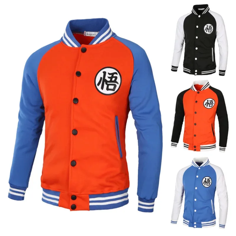 Anime japonés Son Goku chaqueta de béisbol Cosplay dibujos animados Kakarotto abrigo cálido para hombre primavera otoño abrigo sudaderas con capucha de lana