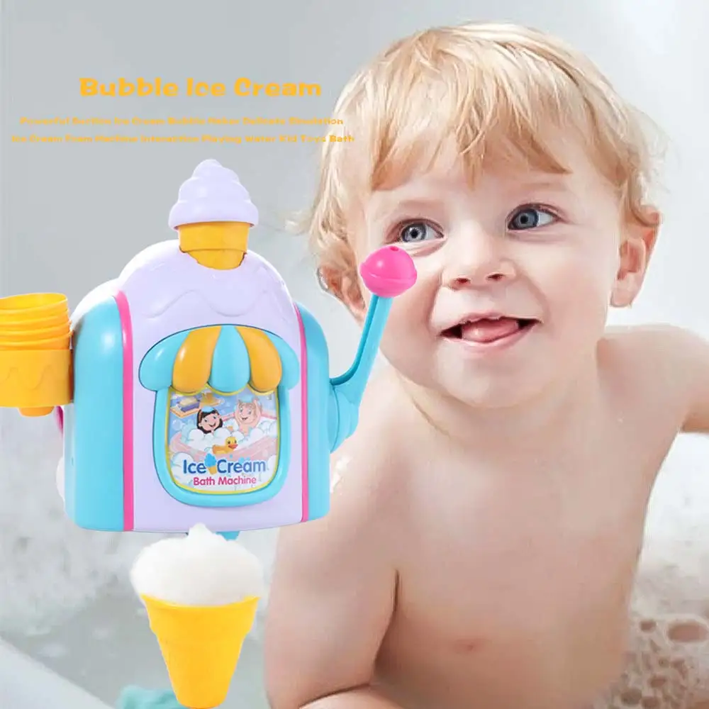 Powerful Suction Ice Cream Bubble Maker Simulation Delicate Ice Cream Foam Machine Interaction Playing Water Kid Toys Bath