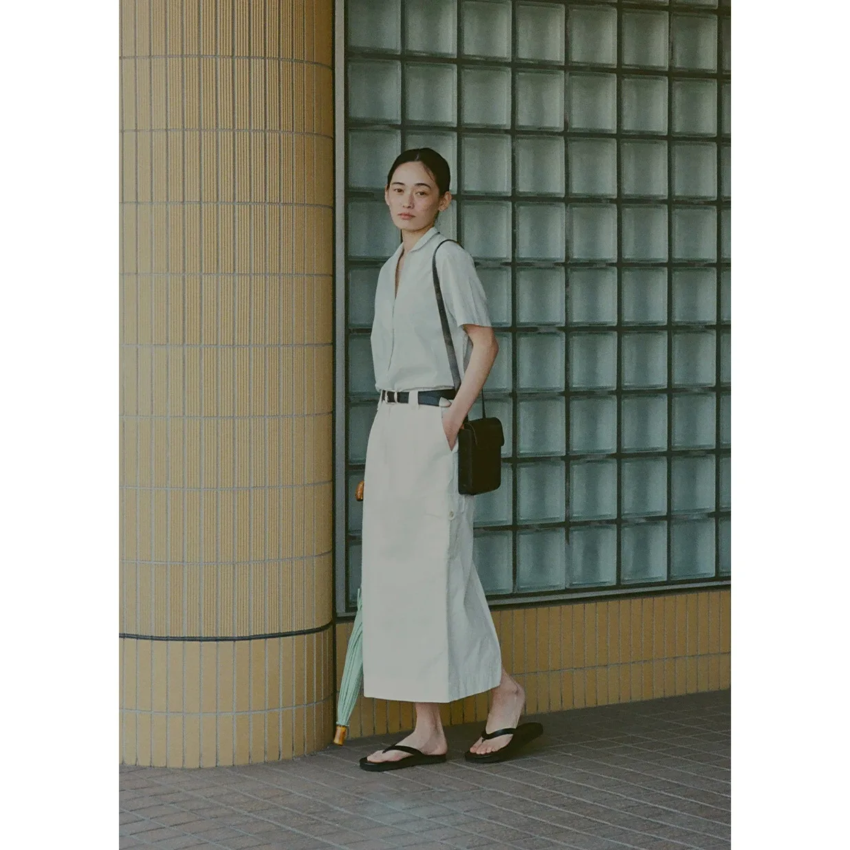 Elegant Natural Pleated  UR30 Spring Summer New Arrival Midi Skirt Loose Fit Casual Style Cotton Material