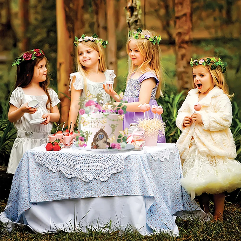 39pcs Fairy Cake Toppers Golden Fairy Butterfly Cake Toppers Mushroom Cake Toppers Girls Birthday Baby Shower Party Supplies