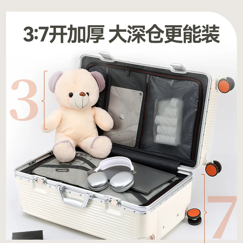 Aluminum Frame Suitcase Women's 2024 New Large-capacity Suitcase, Sturdy and Durable Trolley Suitcase, Men's Cabin Suitcase