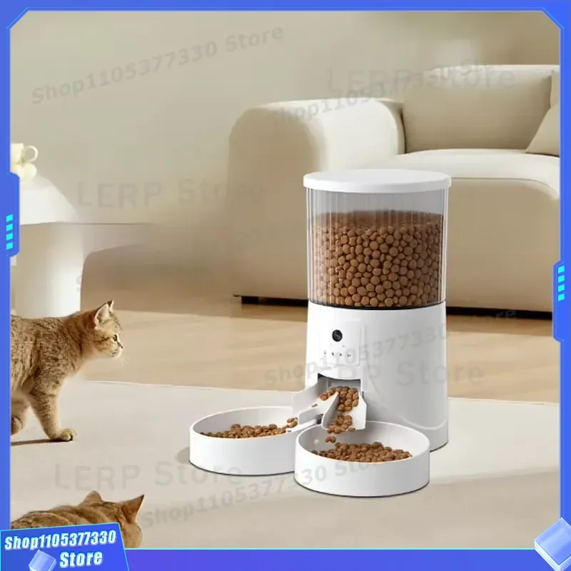 Smart Automatic Pet Feeder 4L Double Bowl APP Remote Control Rechargeable Food Dispenser for Cats Dogs Intelligent Timer