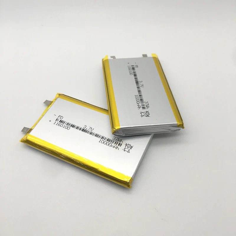 New 3.7V Max 4.2V 10000mAh 1160100 Li-Polymer Battery Cell For Xiaomi Power Bank DIY Weld Install Size About 11*60*100mm