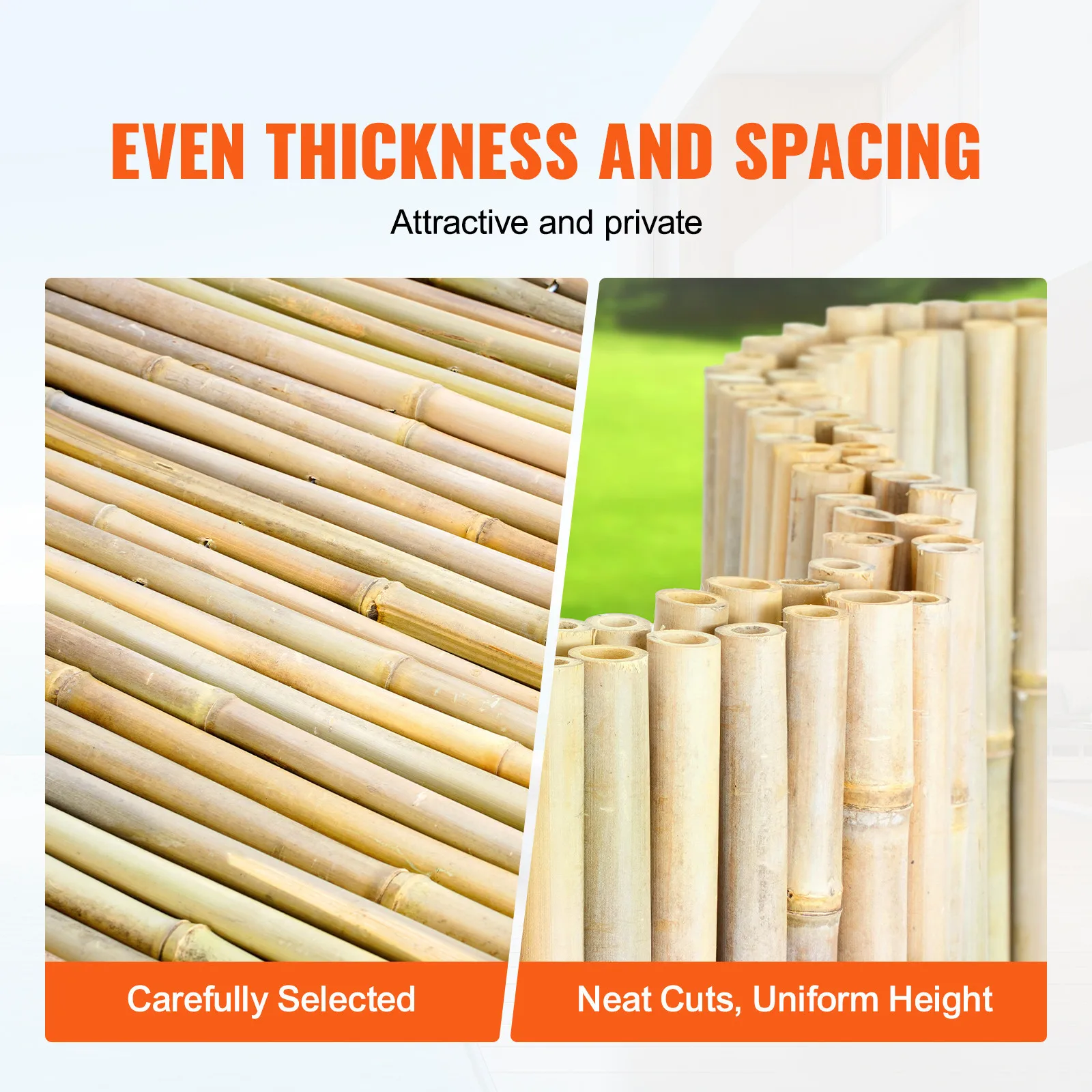 سياج من الخيزران الطبيعي المدرفل لوح من الخيزران 6 أقدام ارتفاع × 8 قدم طول × 0.75 بوصة عمق. #3