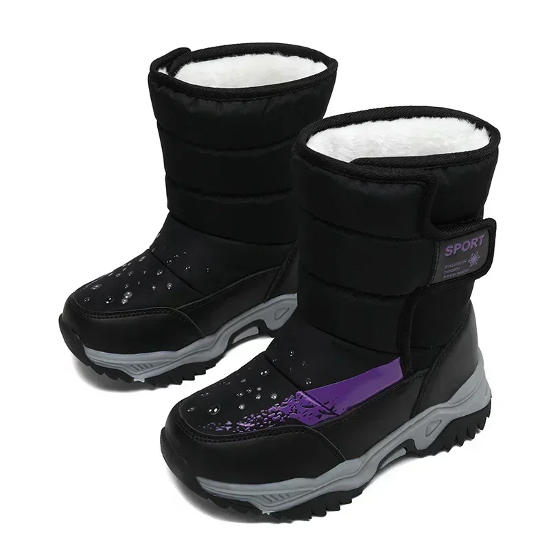 5-12 inverno caldo pelliccia stivali da neve bambini scarpe pelose ragazzi ragazza antiscivolo in pelle autunno impermeabile bambini stivali bambino sneaker peloso