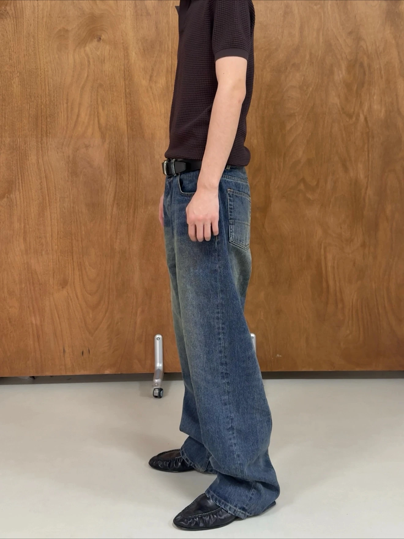 OL Style THIRD CUT Washed Blue Straight Version Retro Wide Leg Jeans