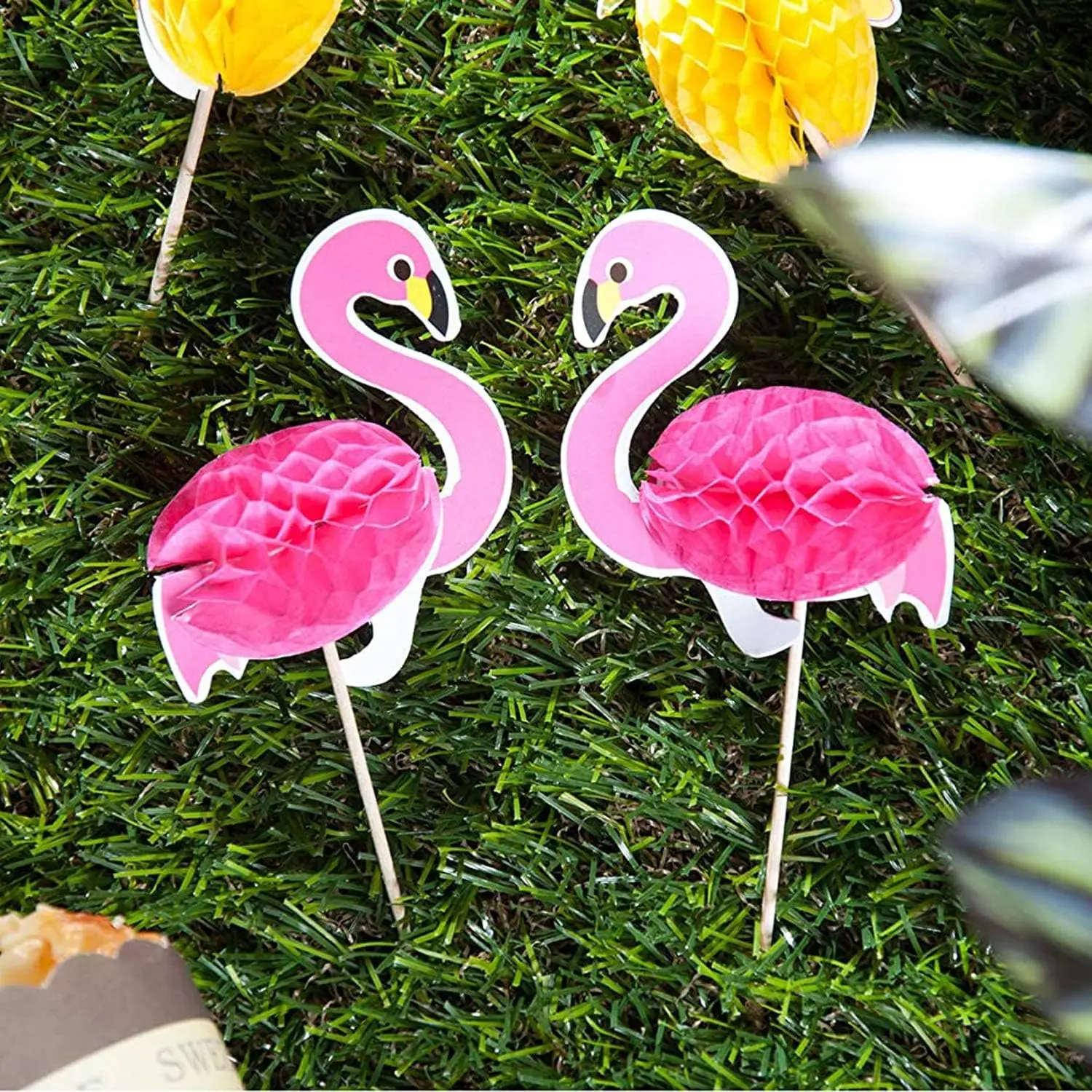 50 Stück Cupcake-Topper, 3D-Flamingo-Cupcakes-Topper, Essen-Picks, Party, Cocktail, tropische Cupcake-Picks, Dekoration – Detail 5