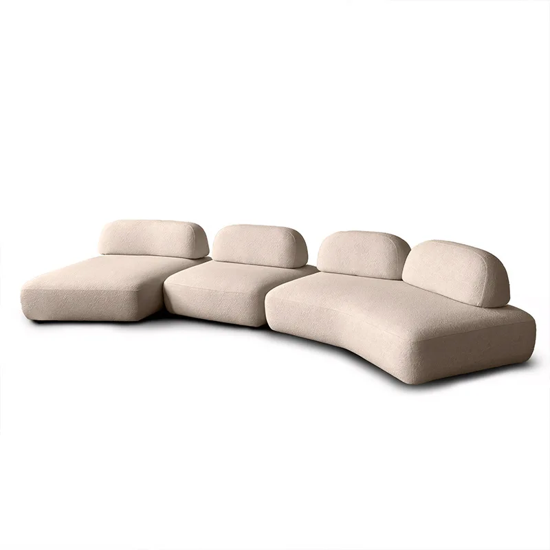 

Modern simple multi-person double sofa corner combination curved sofa Internet celebrity shopping mall fabric sofa living room
