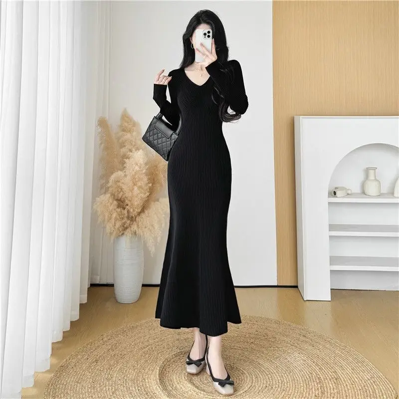 여성용 레귤러 파티 크로셰 드레스, 허리 조임 플레인 디자인, 세일, 클리어런스, 빈티지 Y2K 트렌디 여성 니트 드레스