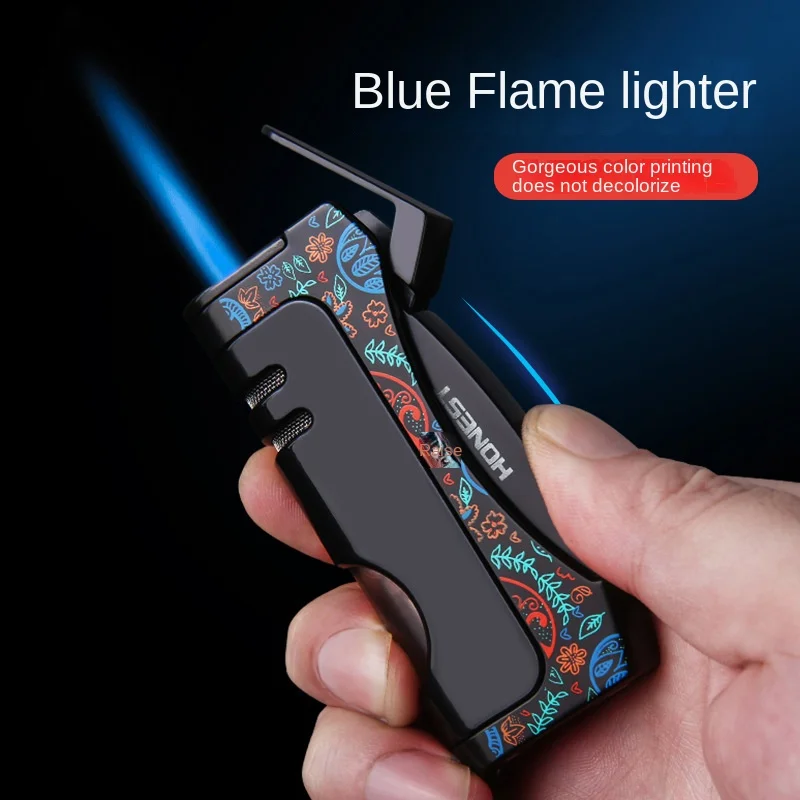 

High-grade Metal Windproof Cigar Cigarette Lighter Jet Torch Gas Flames Unusual Lighters Smoking Accessory Butane Gadgets for Me