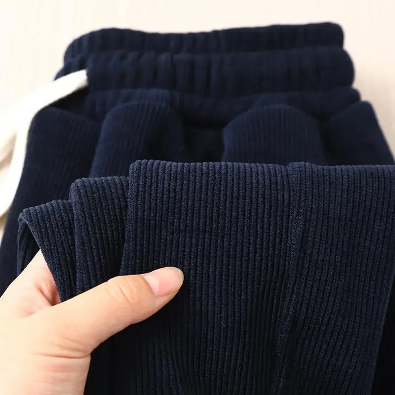 

Loose Thiened Fce Lined Corduroy Sweatpants for Men Autumn Winter plus Size Cuffed Casual Long Pants Youth Active Sle
