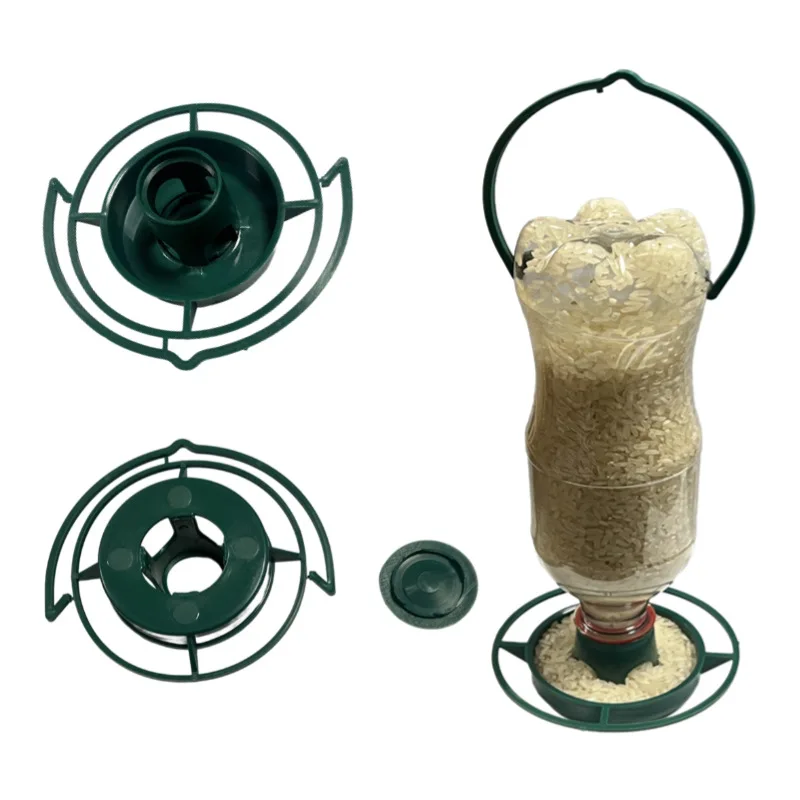 Bottle Top Bird Feeder Plastic Hanging Bird Seed Feeder Diy Bottle Adapter For Outdoor Garden Backyard Wild Birds Decoration Sup view 3