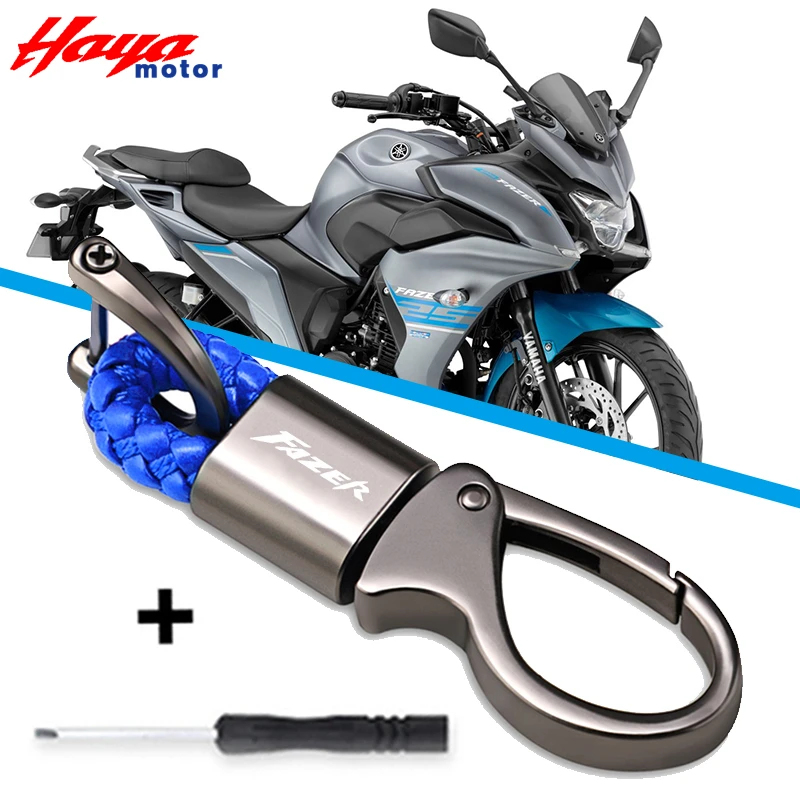 

New For Yamaha FZ1 FZ6 FZ8 Fazer 150 250 400 600 1000 Motorcycle Accessories Braided Rope Keyring Metal Keychain With Logo FAZER