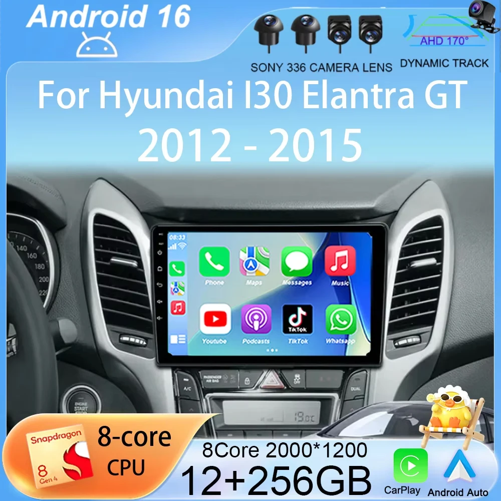 

Автомагнитола Carplay Auto Android 16 для Hyundai I30 Elantra GT 2012-2015, мультимедийный видеоплеер, навигация GPS
