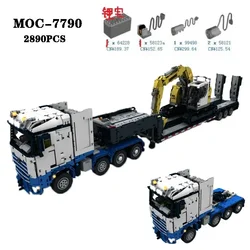 Building Block MOC-7790 Heavy-duty Trailer Head Parts 2890PCS Electric Remote Control Assembly Adult and Children's Toy Gift