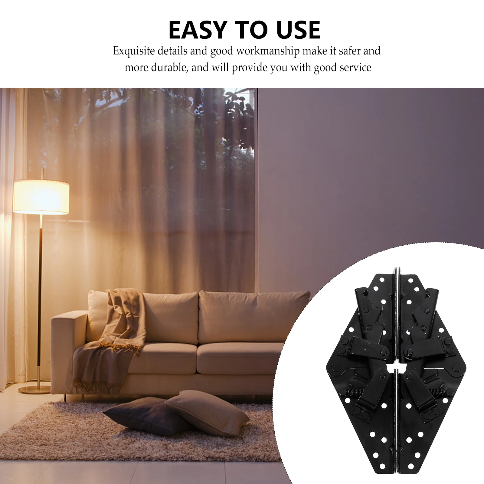 

2pcs 230MM Black Sofa Angle Adjuster Foldable Couch Hinges Furniture Hardware Adjustable Gear Position Card Design Durability