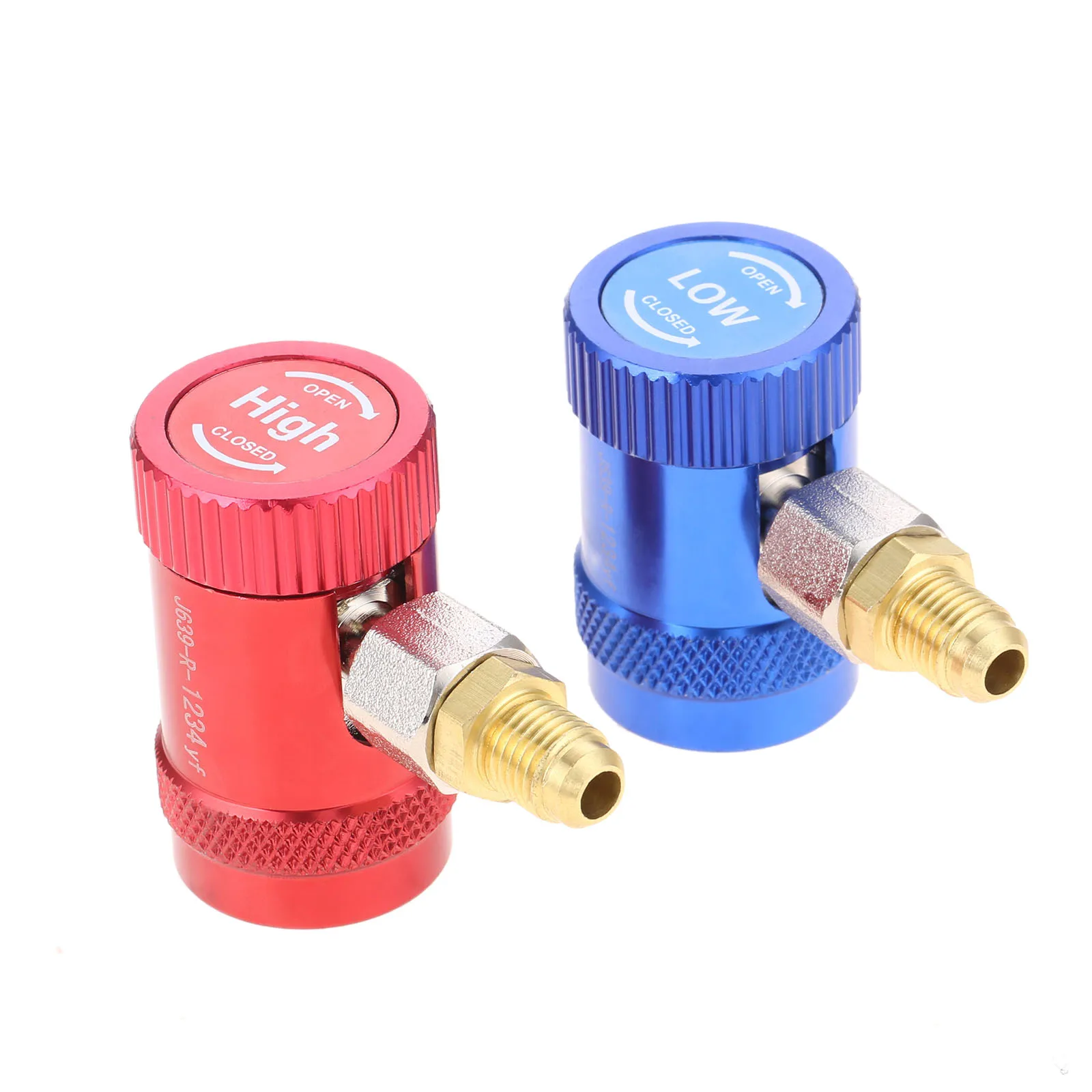 2Pcs R-1234yf High/low Couplers Car Air-conditioning Connector Adapters Fit M12mm-Male X 1/4” SAE Male R12 R22 Hose Brass