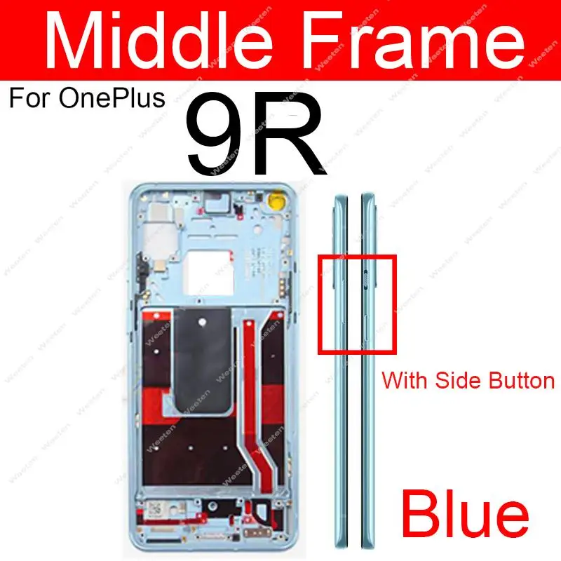 For One Plus Oneplus 1+ 9 9R 9Pro 9RT 10Pro Middle Frame Housing Rear Middle Frame Housing with Side Button Plate Chassis Parts