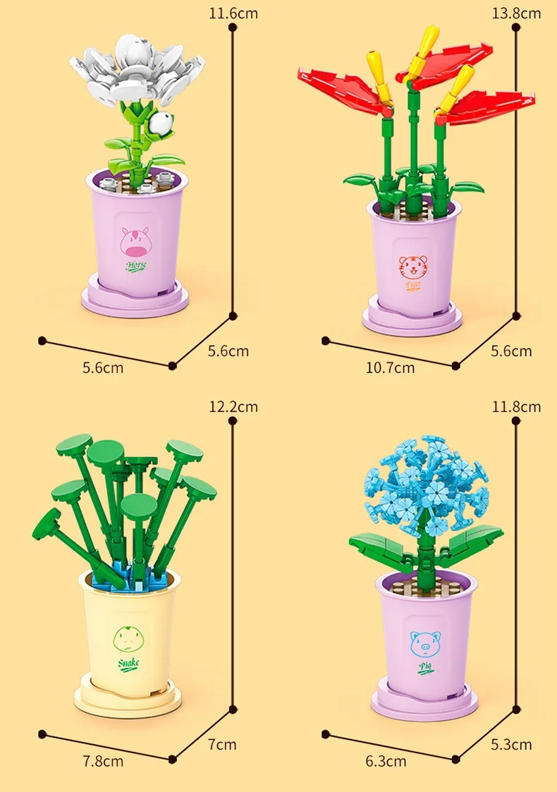 Hot Moc Blumen DIY Topfpflanzen Mikro landschaften Mini Kunst Bausteine setzt Modell Puppen Ziegel Mädchen Spielzeug Geschenke