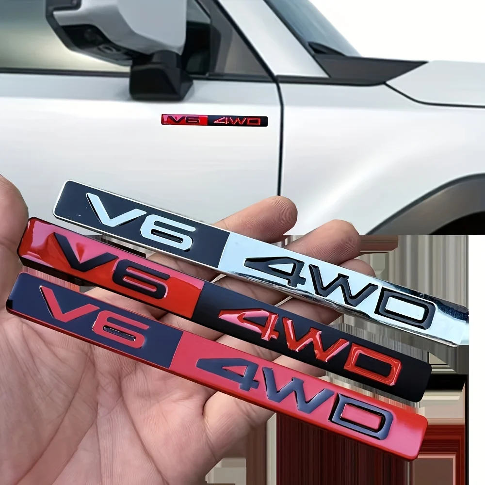 

1pc Unique Golden V6 Letter Modified Car Emblem | Beautiful And Practical Trunk Badge - Leaf Board Emblem - Side Plate Sticker